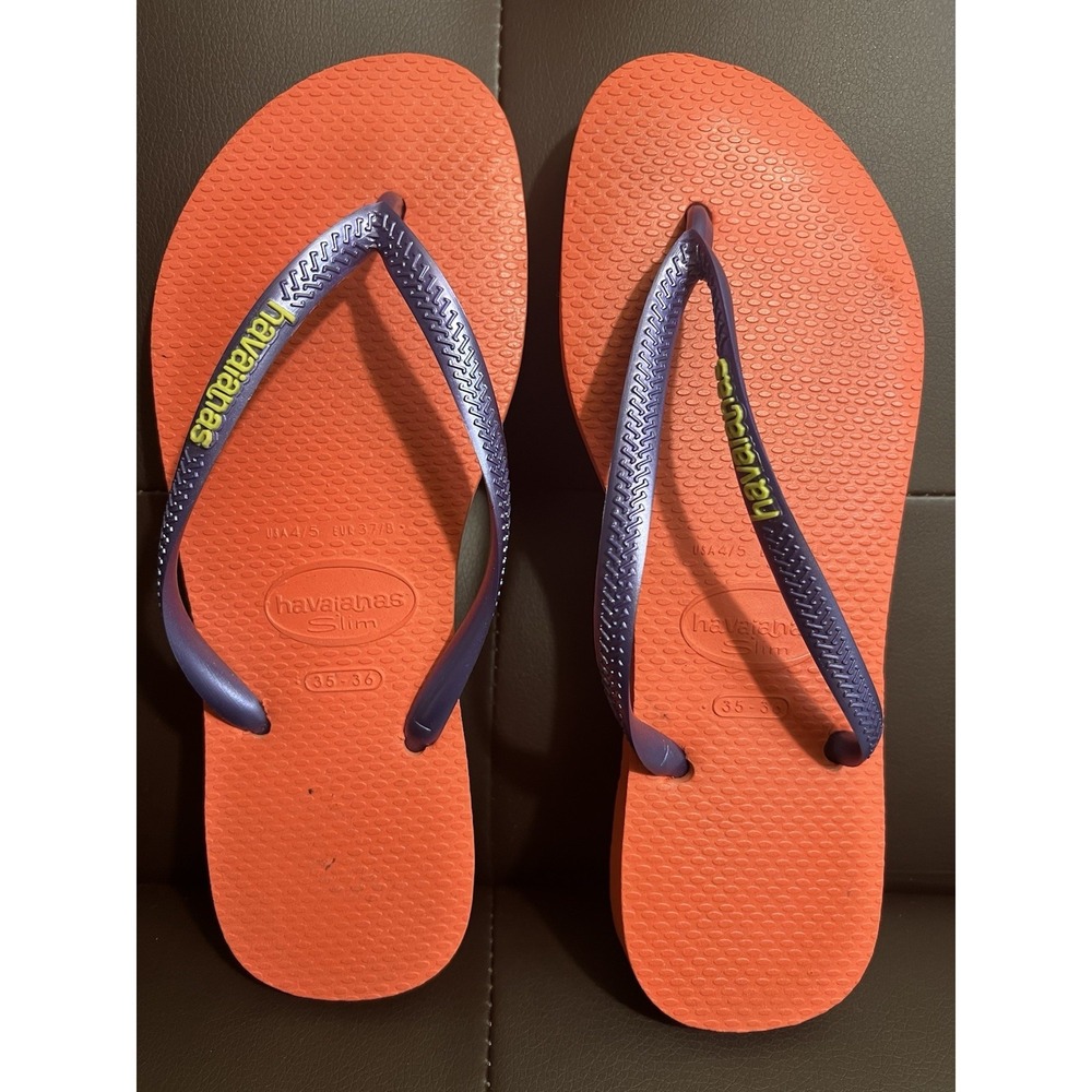 Havaianas Orange FlipFlop Sandals Rubber Slip On Solid Women Casual Summer 35-36